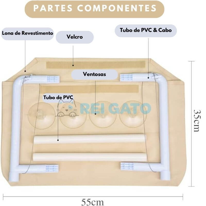 Cama de Gatos Suspensa Para Janelas - REI GATO©️  + Brinde Exclusivo